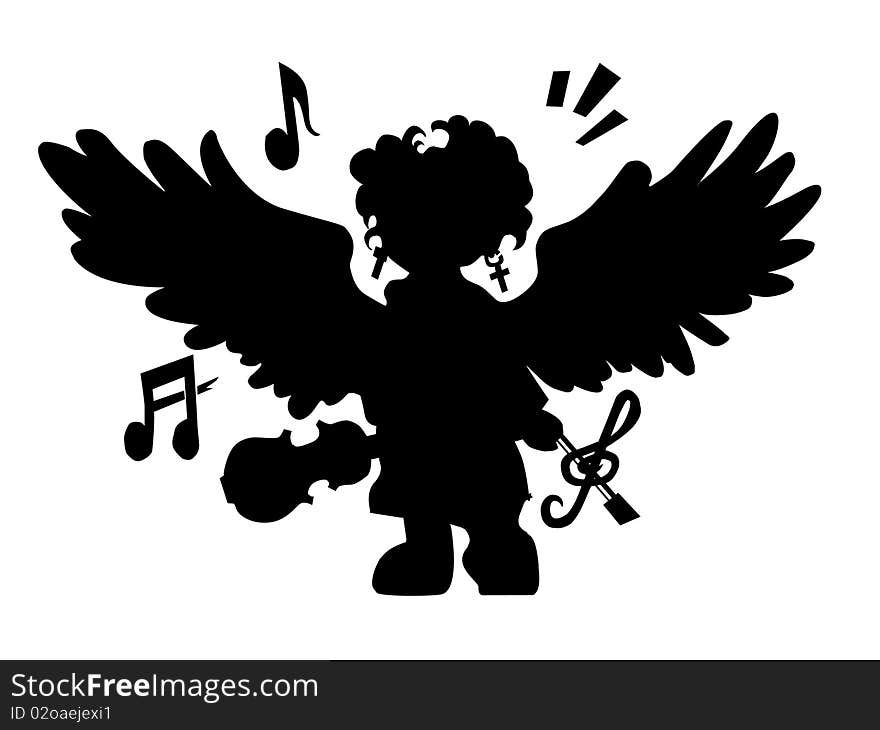 angel holding violin and bow to the sounds of divine melody. angel holding violin and bow to the sounds of divine melody