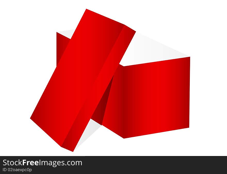 Illustration of the opened red box over white background