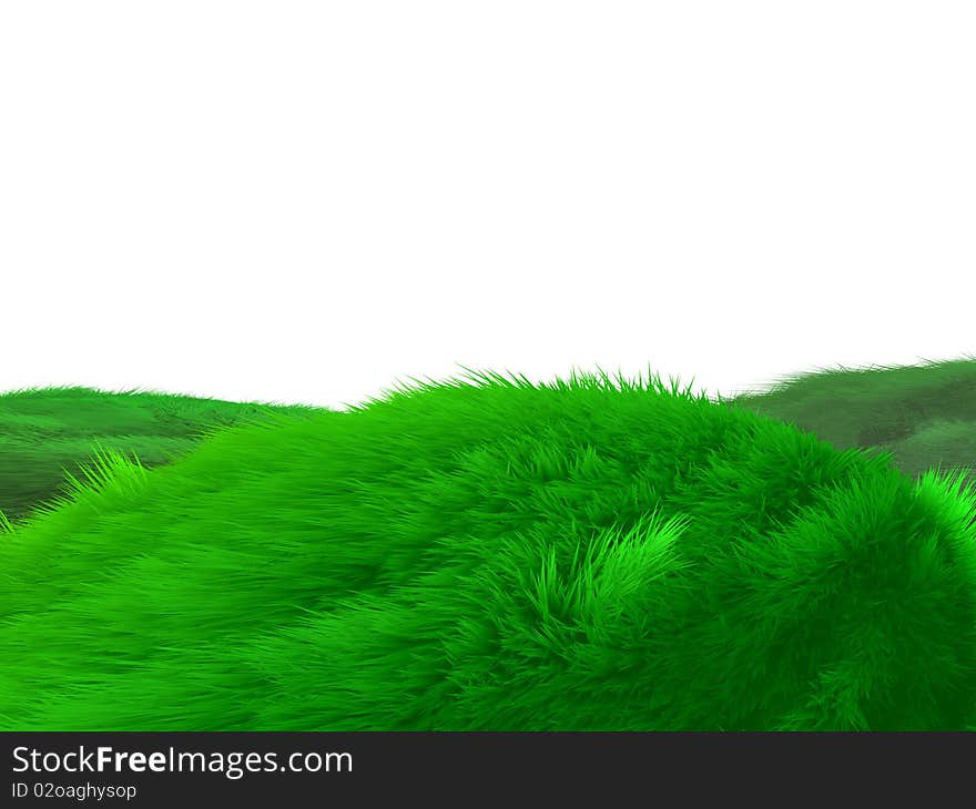 Isolated green field meadow hill