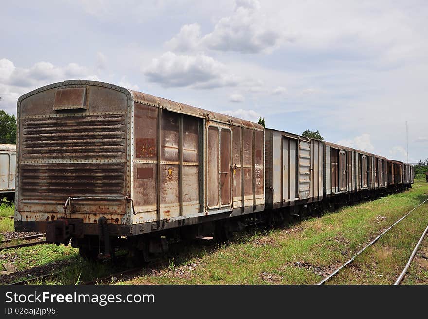 Old train bogy with sky