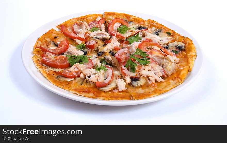 Photo pizza on the white background