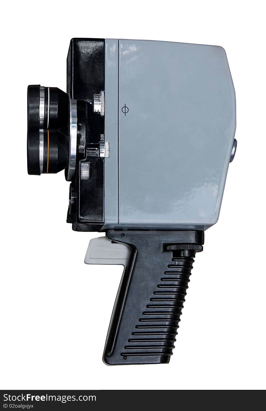 Vintage 8mm movie camera. Clipping path included.