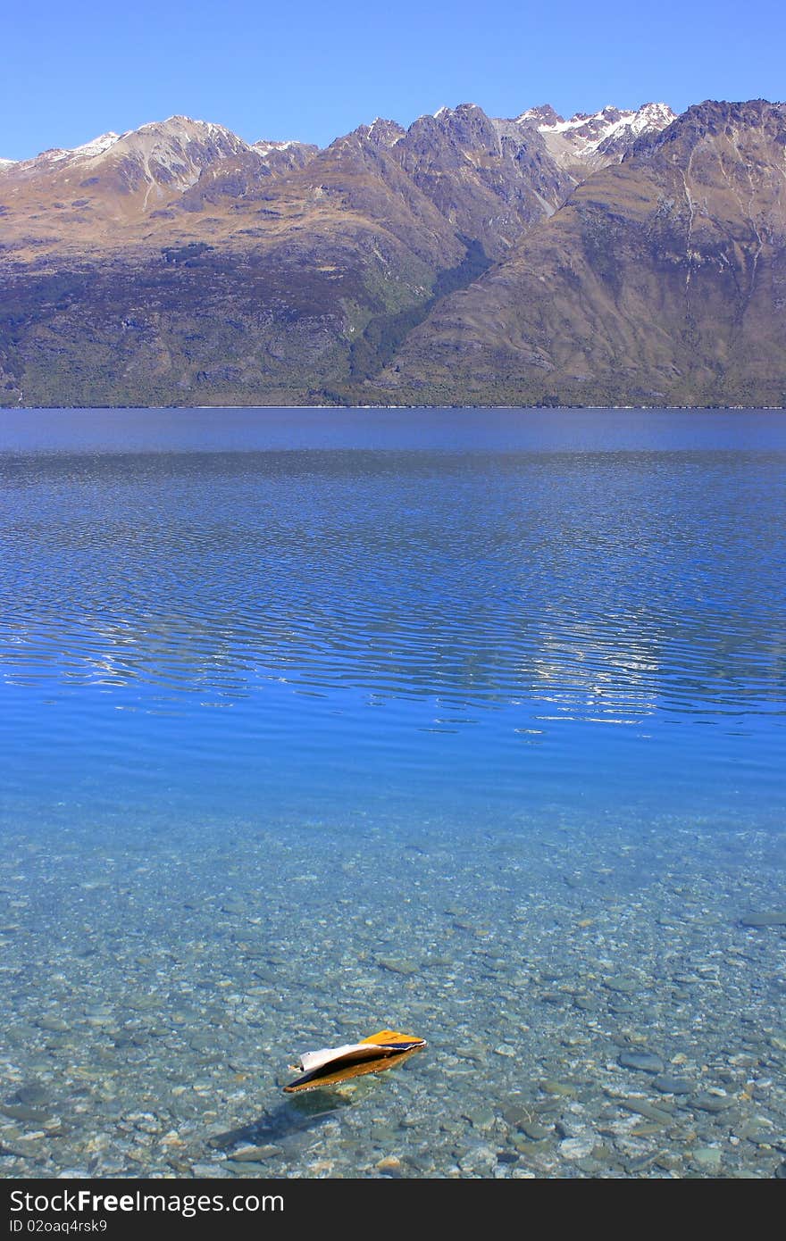 Floating rubbish in the pituresque Lake Wakatipu.