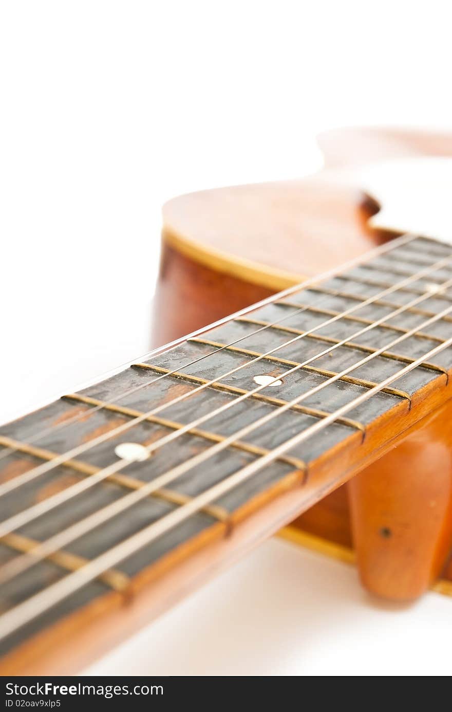 Old guitars strings. Studio shot