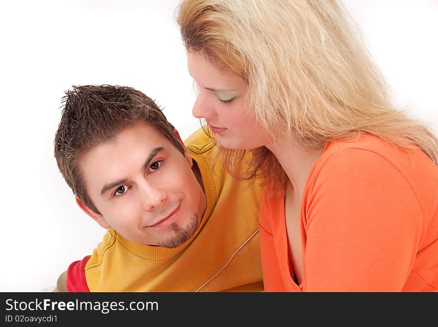 Portrait of young couple, studio shot. Portrait of young couple, studio shot