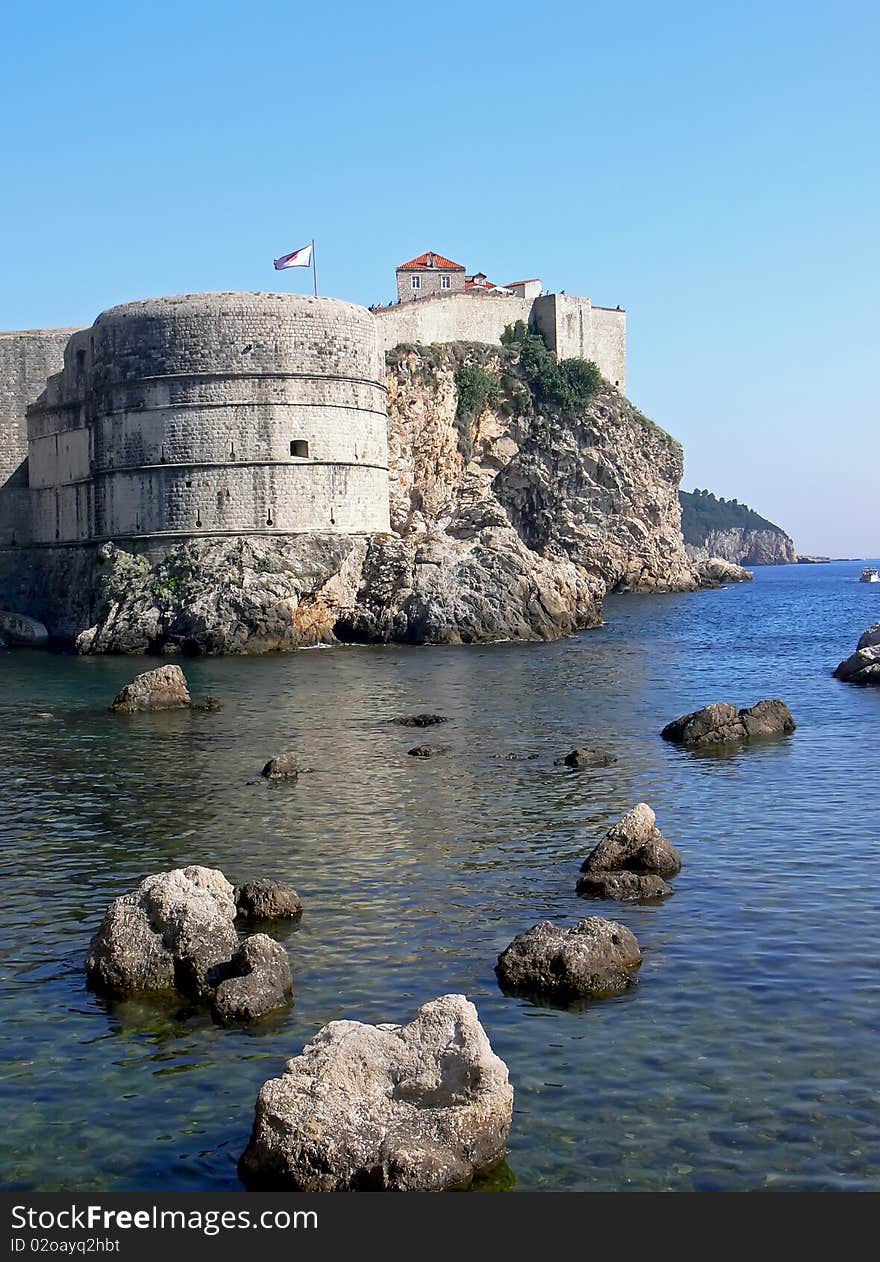 The ancient fortification at the Adriatic Sea gulf.