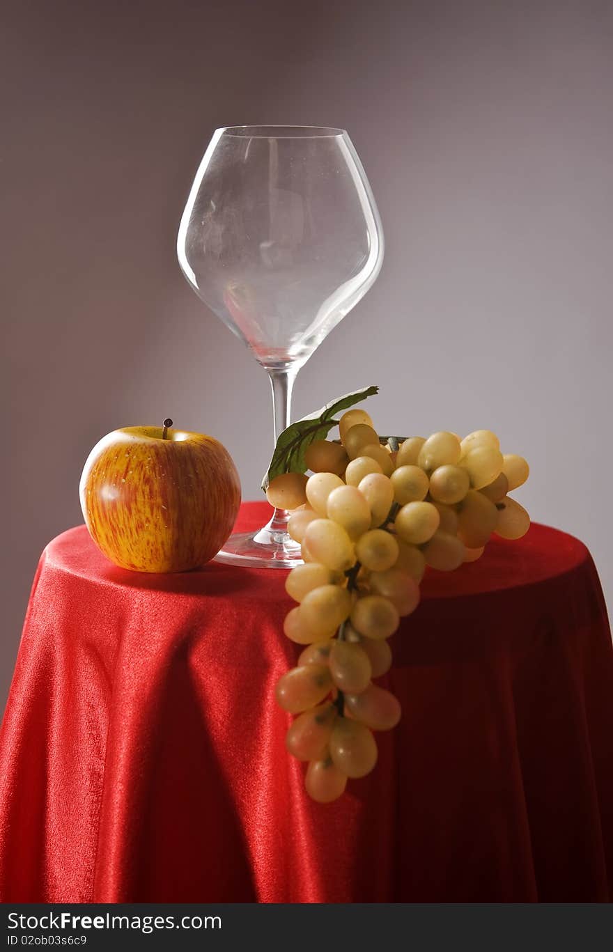 Picture of a still-life with fruit and wine glass