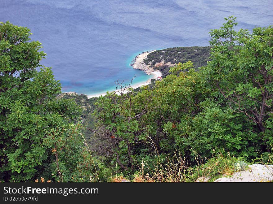 Sandy bay on the island of Cres - Lubenice. Sandy bay on the island of Cres - Lubenice