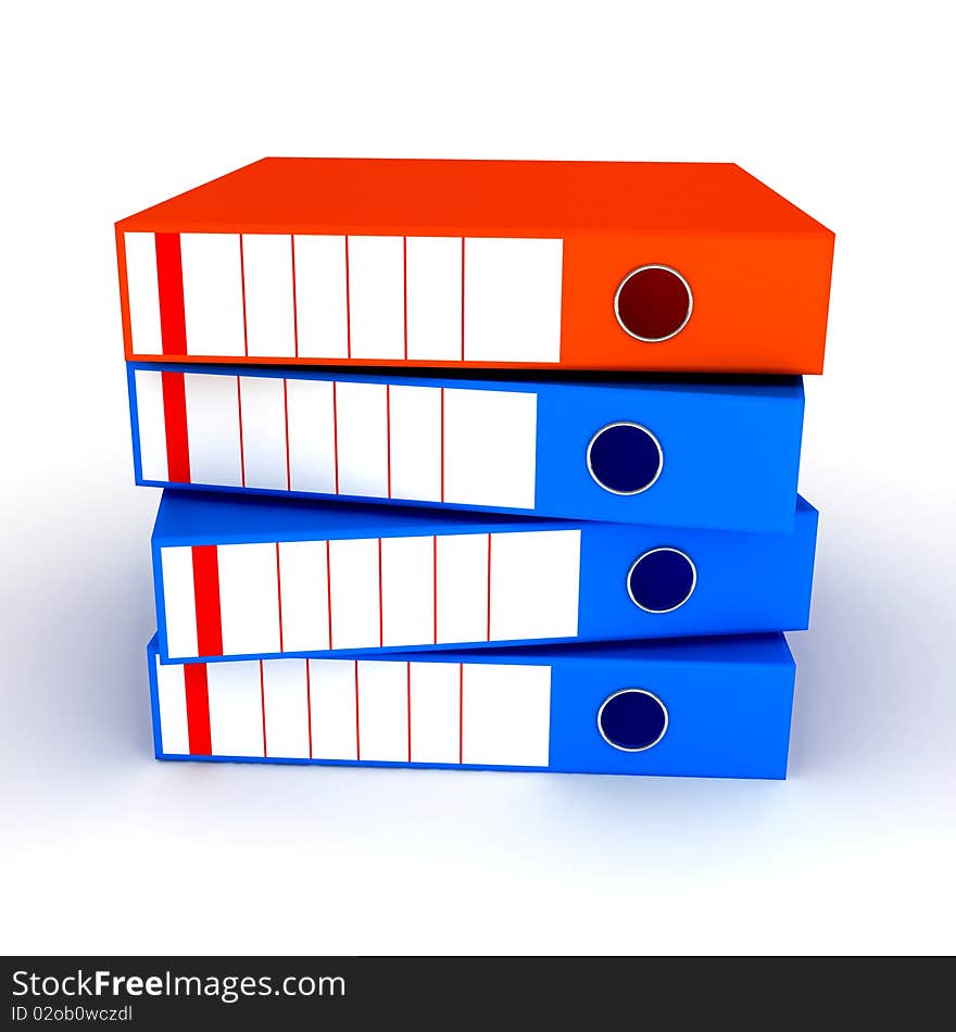 Folders on white background. 3d render