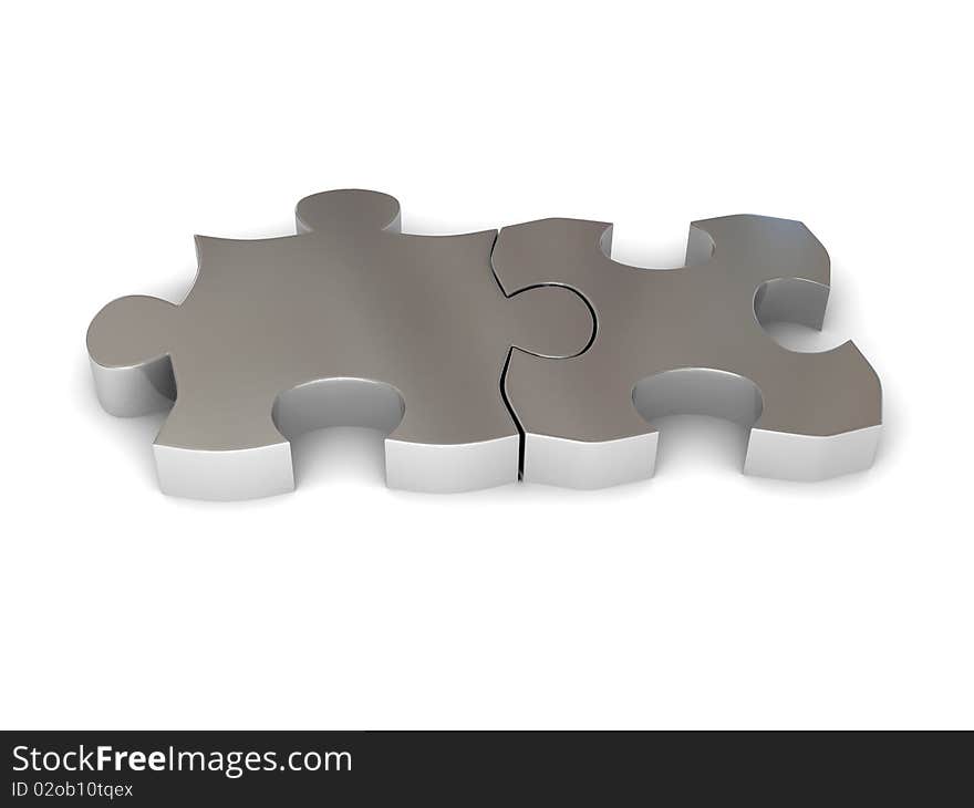 Puzzle over white. 3d rendered image