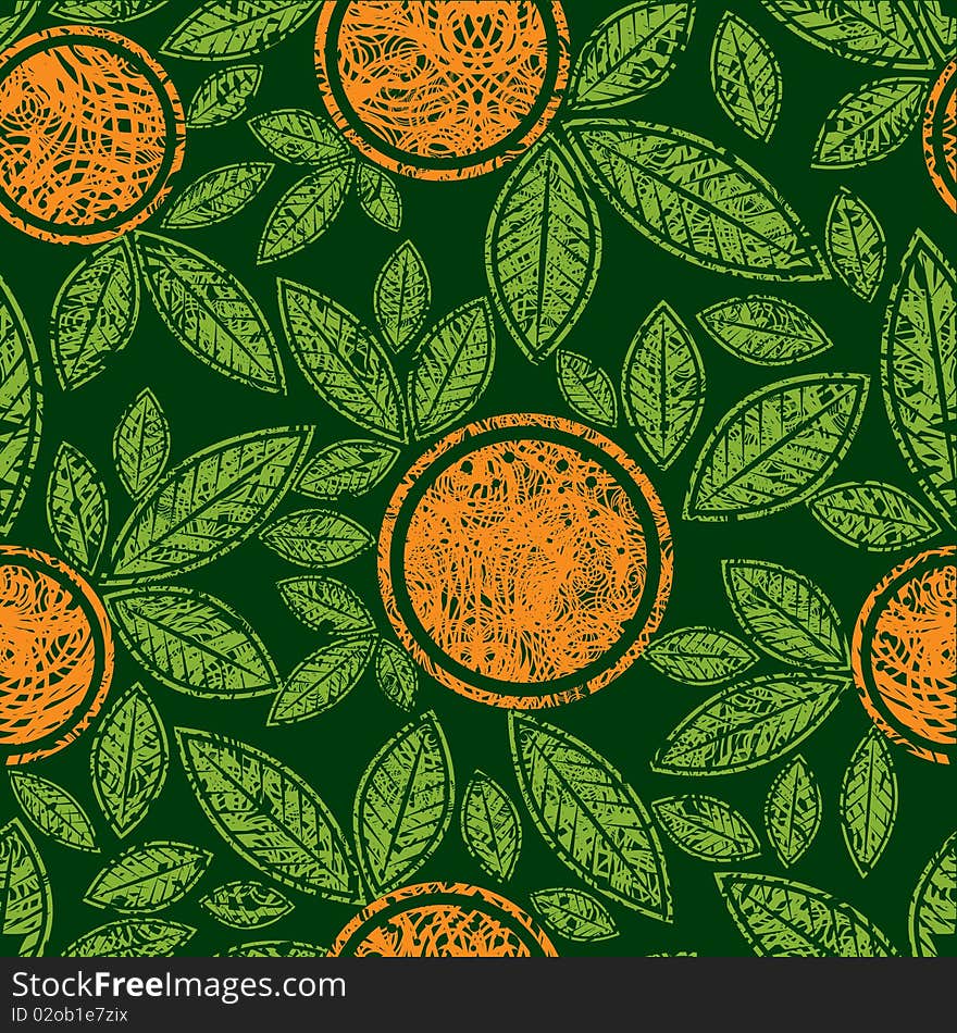 Seamless green grunge pattern with cute oranges (from my Seamless pattern collection). Seamless green grunge pattern with cute oranges (from my Seamless pattern collection)