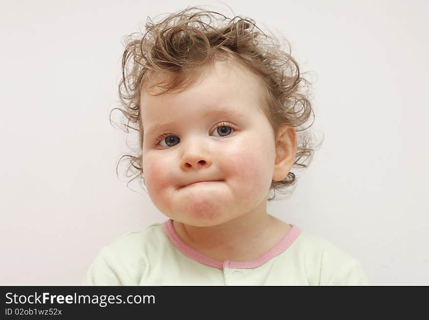 Portrait of young girl on white background