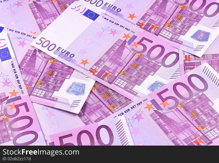 Background of five hundred euro banknotes. Background of five hundred euro banknotes