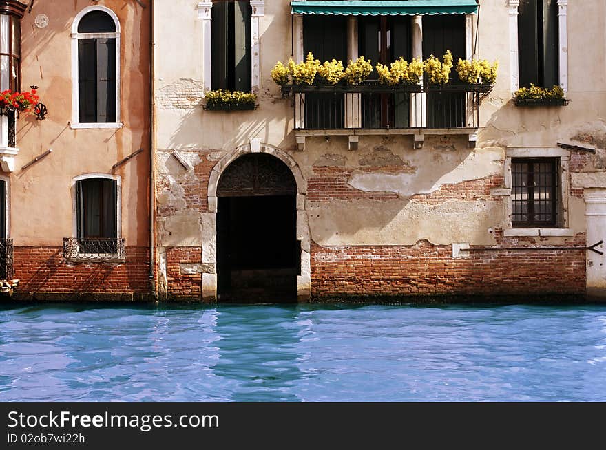 Water on threshold of house in Venice