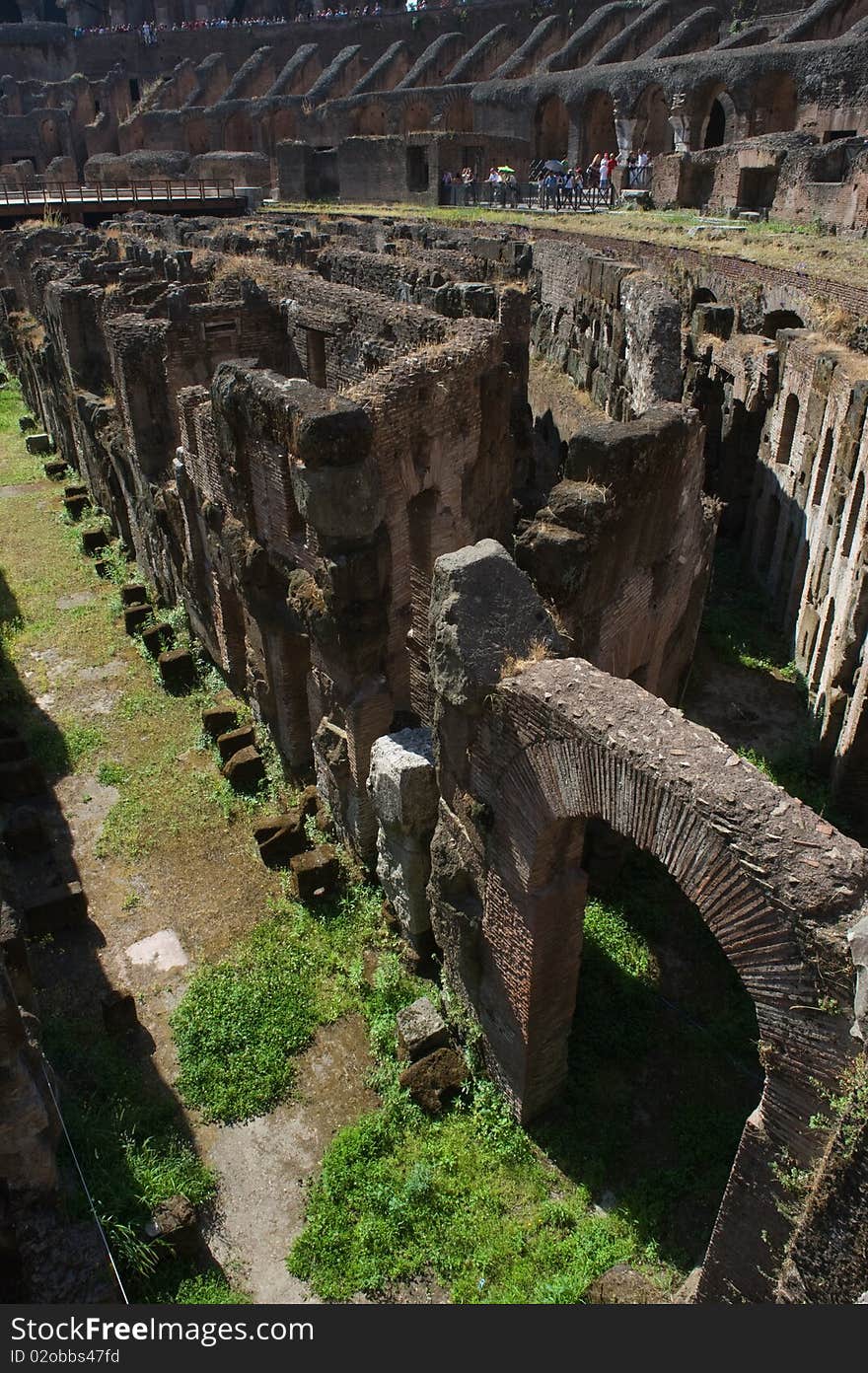 Colosseum, basement area below the arena, where the gladiators were held between tournements