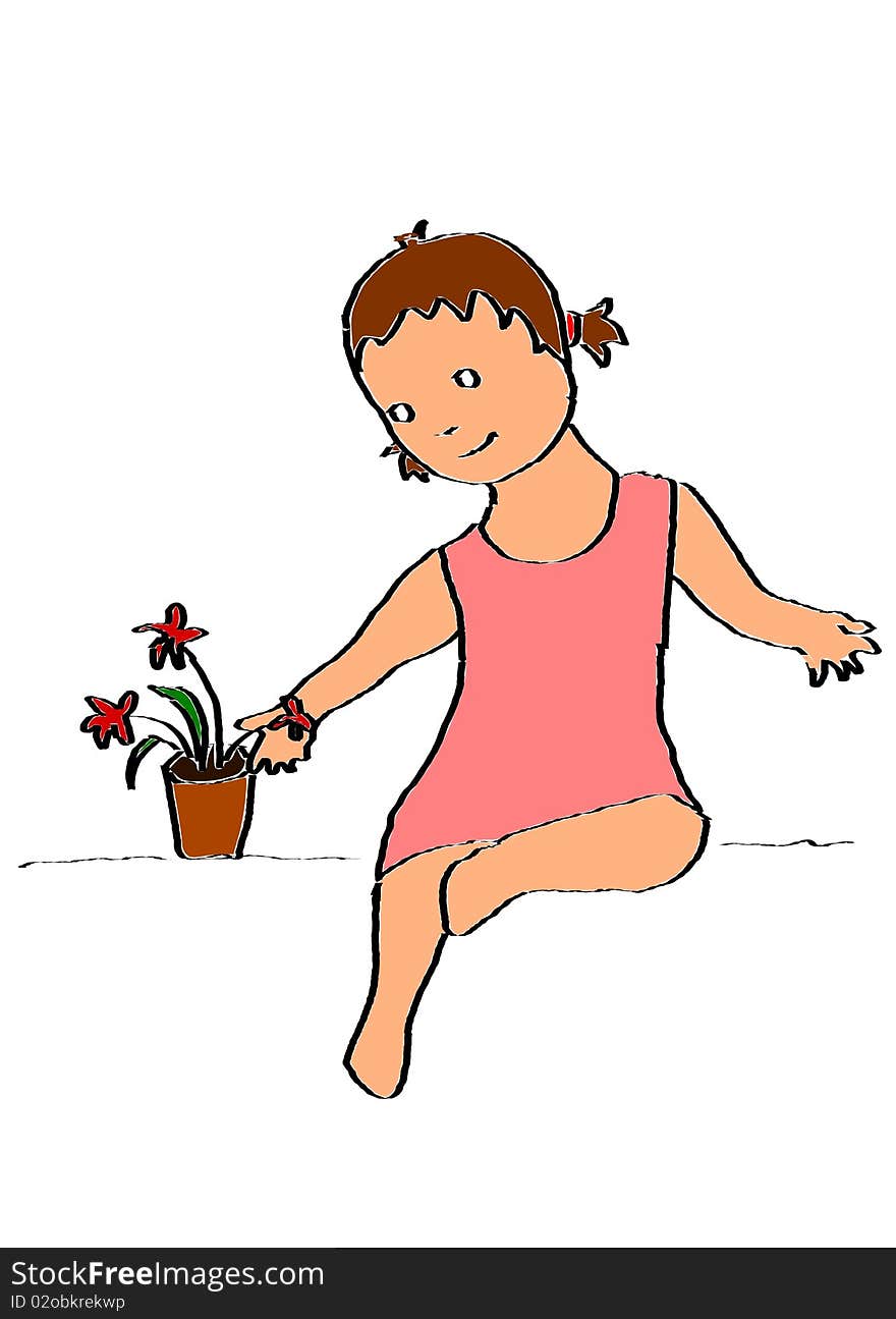 LIttle Girl With A Plant