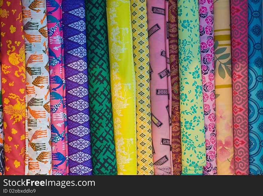 This picture is a group of Thai cloth prints. This picture is a group of Thai cloth prints