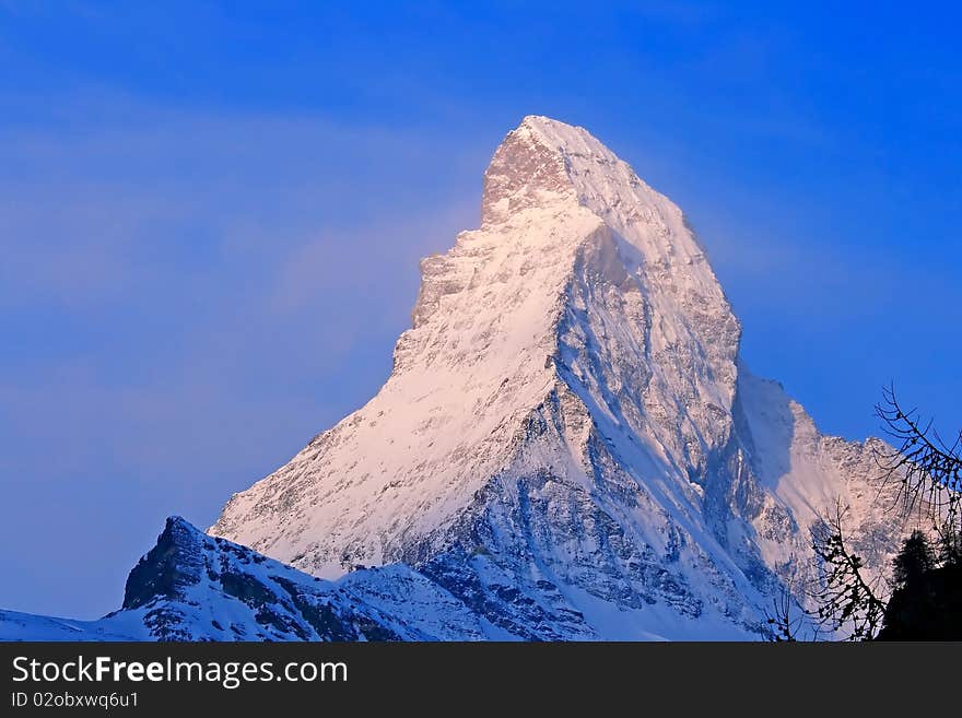 Good Morning Matterhorn,logo of toblerone chocolate,  in the mist