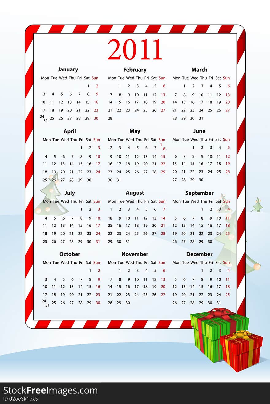 Vector illustration of European calendar 2011