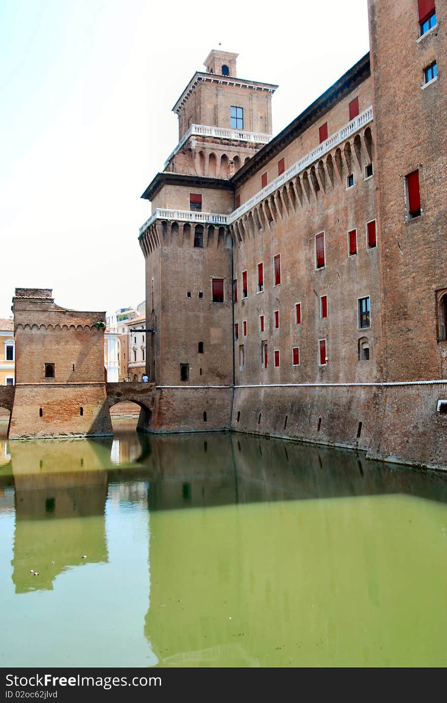 This is the estense castle in ferrara, Italy.