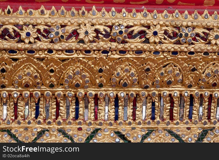 Close up to show details of temple door