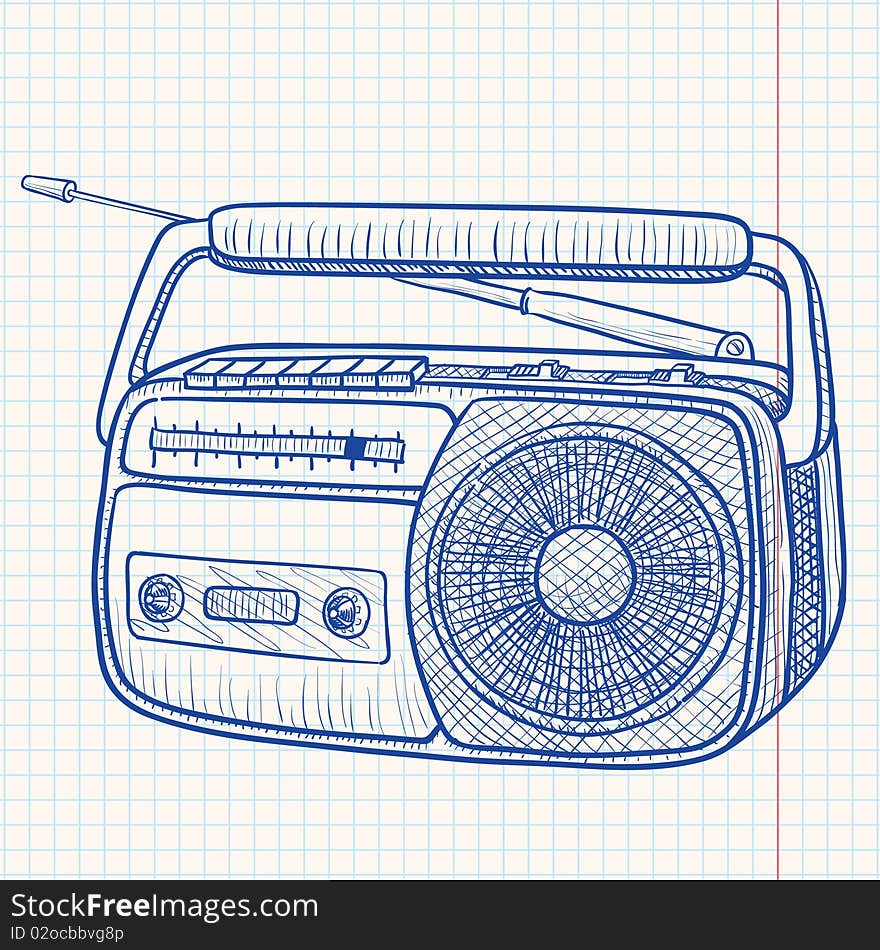 Radio tape recorder, illustration