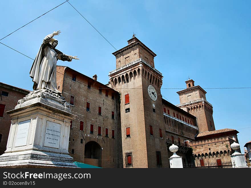 This is the estense castle in ferrara, Italy.