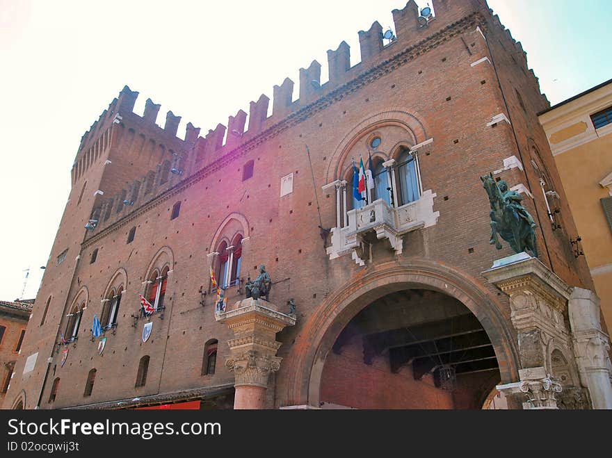 This is the town hall of Ferrara, Italy.