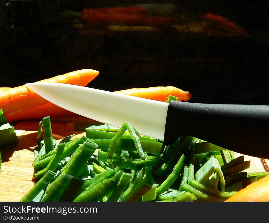 Kitchen and Knife and Vegetables