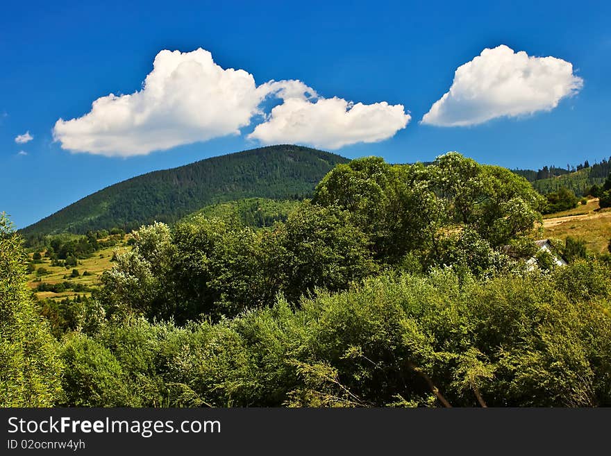 Blue sky view with white clouds.