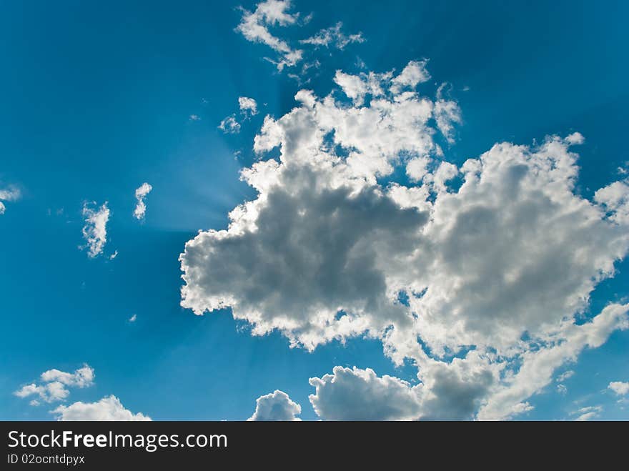 Blue sky with clouds sunny day.