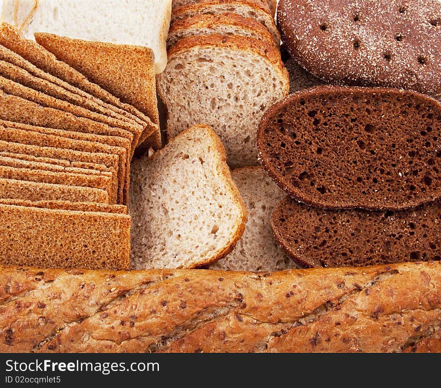 Background with different kinds of bread. Background with different kinds of bread