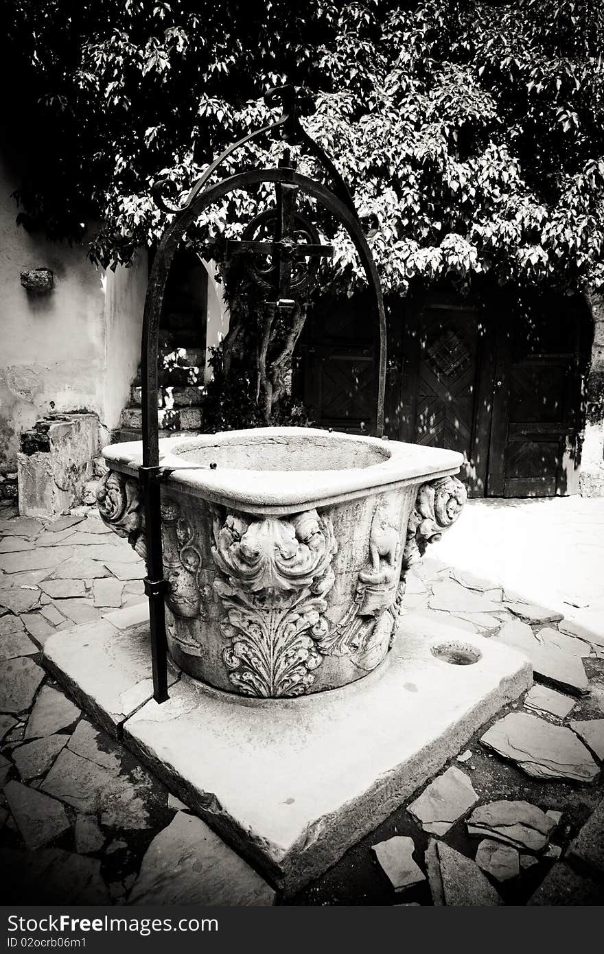 The fountain at Bran Castle aka Dracula's Castle, Romania.