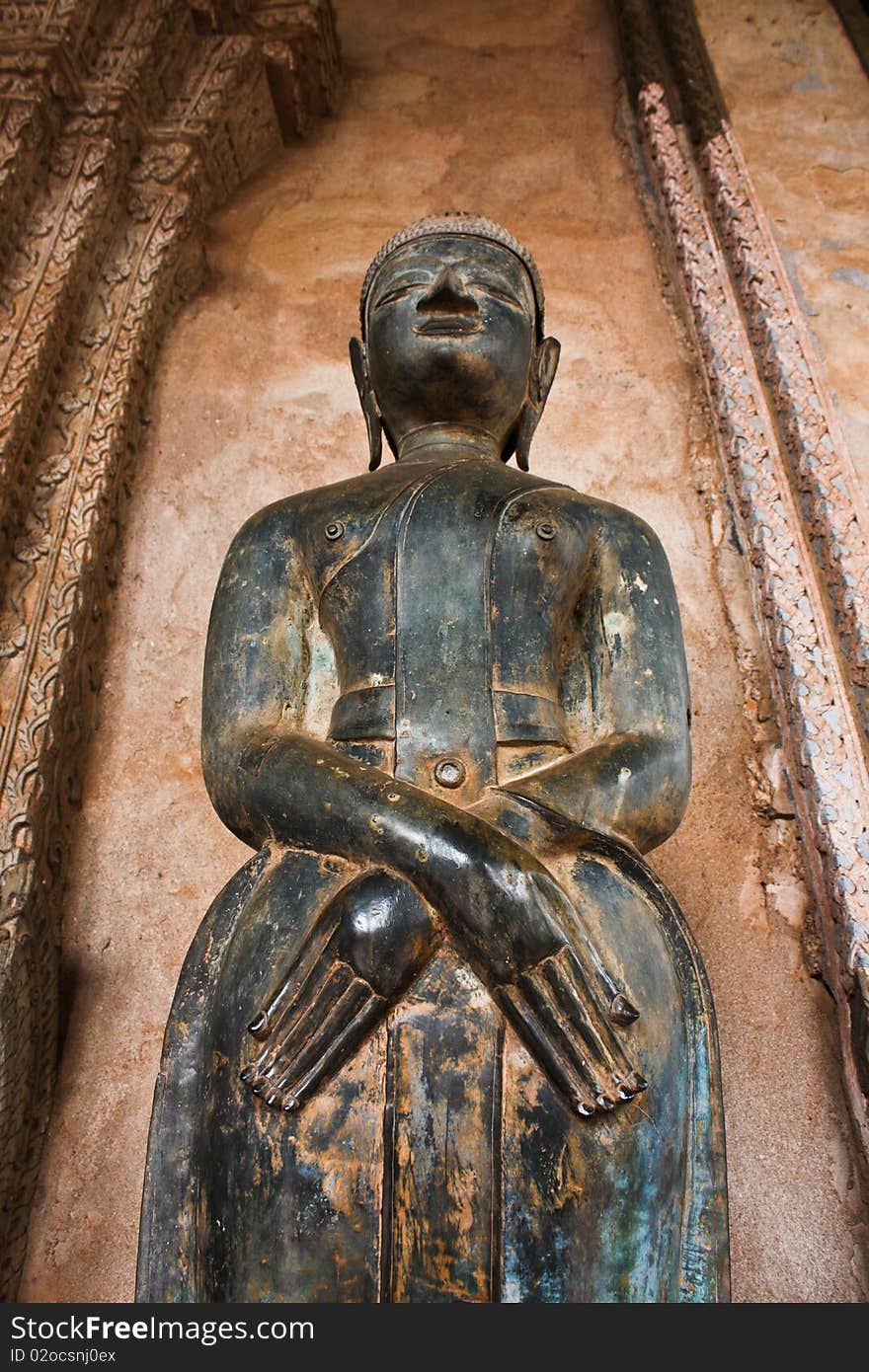 One of the style of Buddha image setting beside temple in Laos. One of the style of Buddha image setting beside temple in Laos