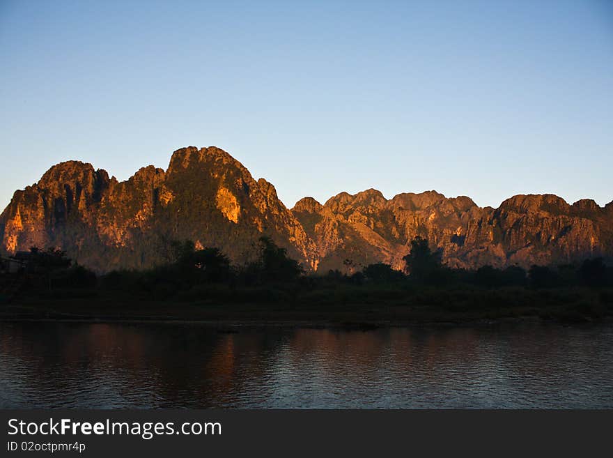 Classic mountain form at Vang Vien province of Laos. Classic mountain form at Vang Vien province of Laos