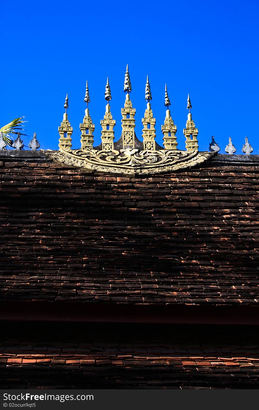 Art design of decoration on roof of temple in Laos. Art design of decoration on roof of temple in Laos