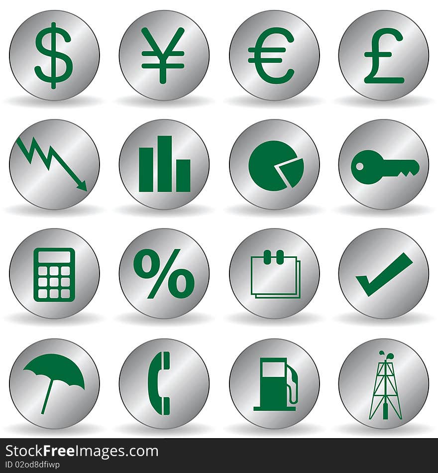 Set of silver finance icons