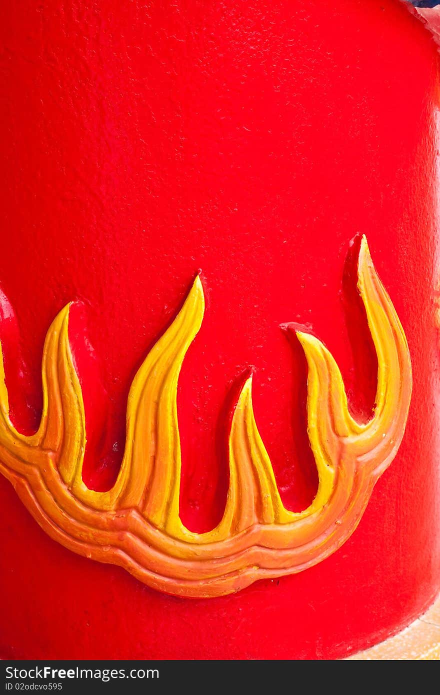 Fire on the wall in chinese temple