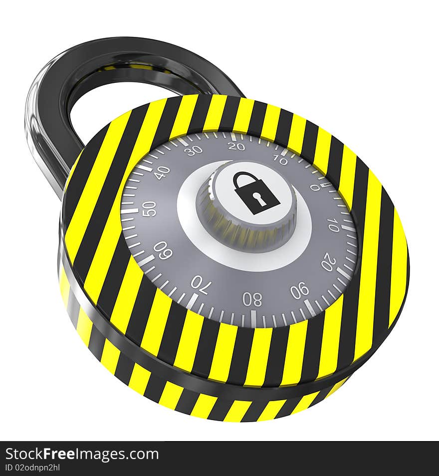 3d illustration of combination lock isolated over white background