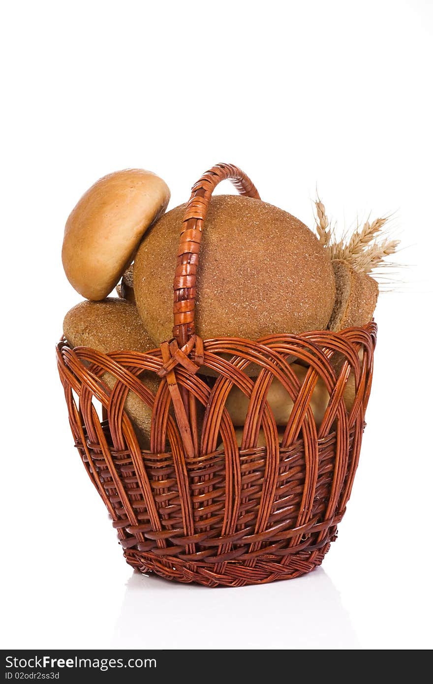 Isolated full basket with bread