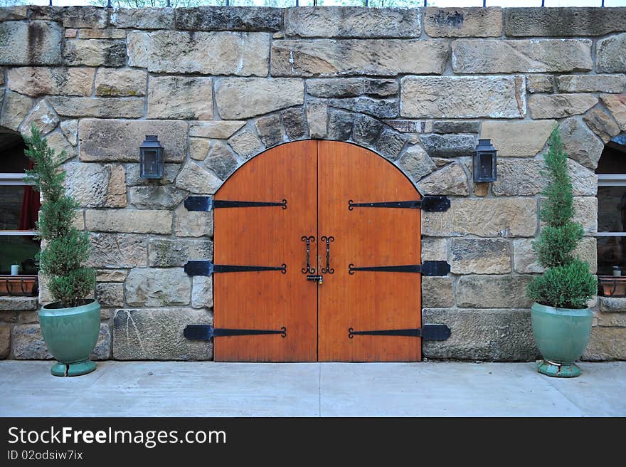 Two Bright orange Warm gateway double doors. Two Bright orange Warm gateway double doors