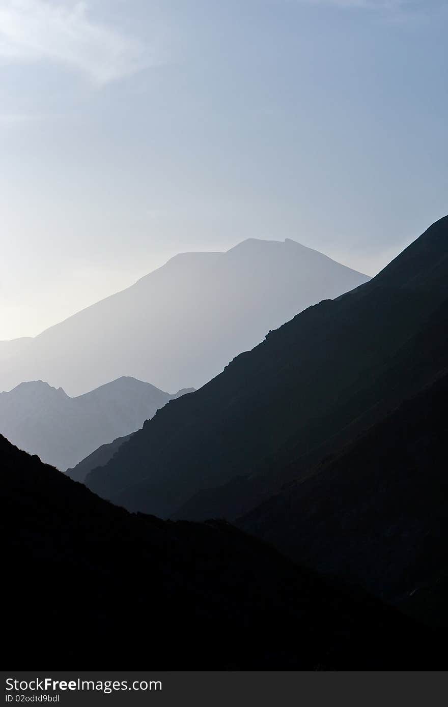 Sunset in mountains