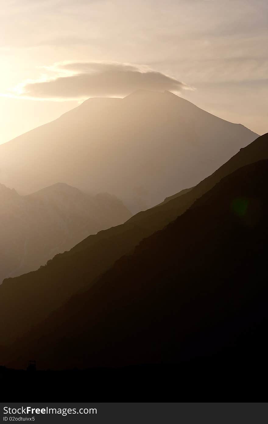 Sunset in mountains