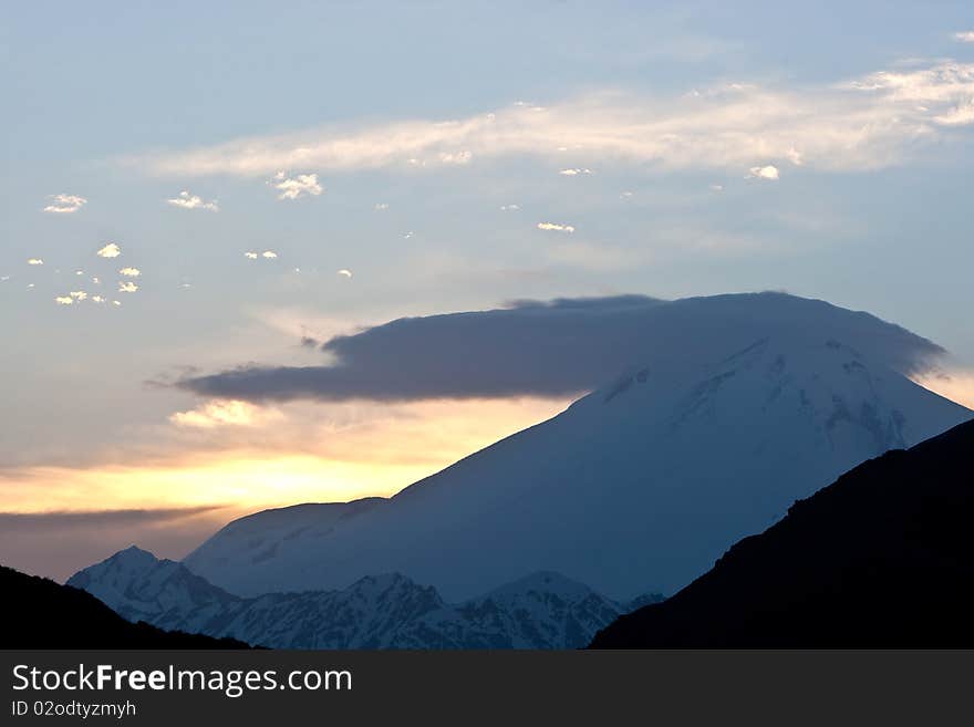 Sunset in mountains