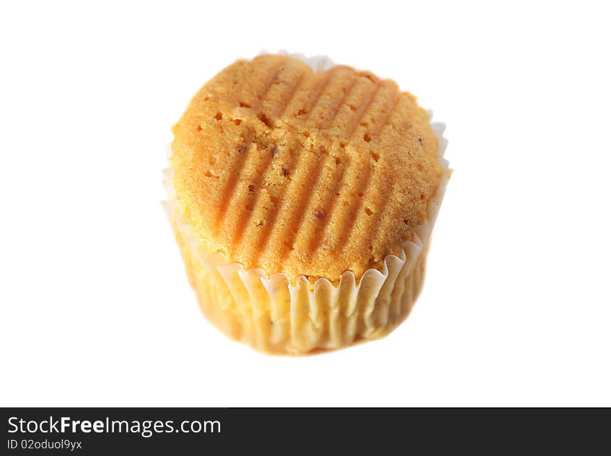 Close up of a cupcake isolated on white background.