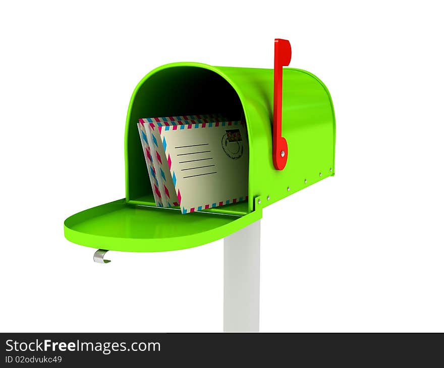 Mailbox over white background. 3d rendered image