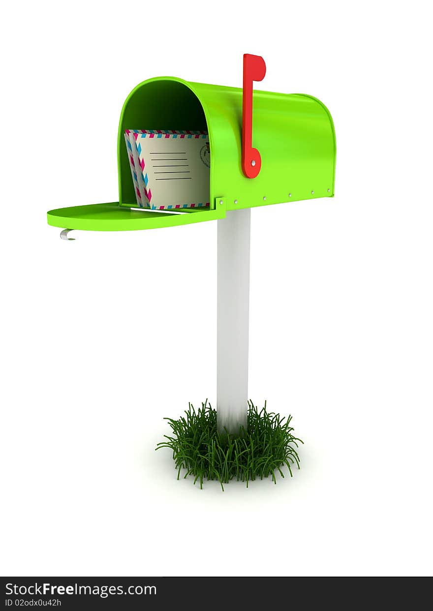 Mailbox over white background. 3d rendered image