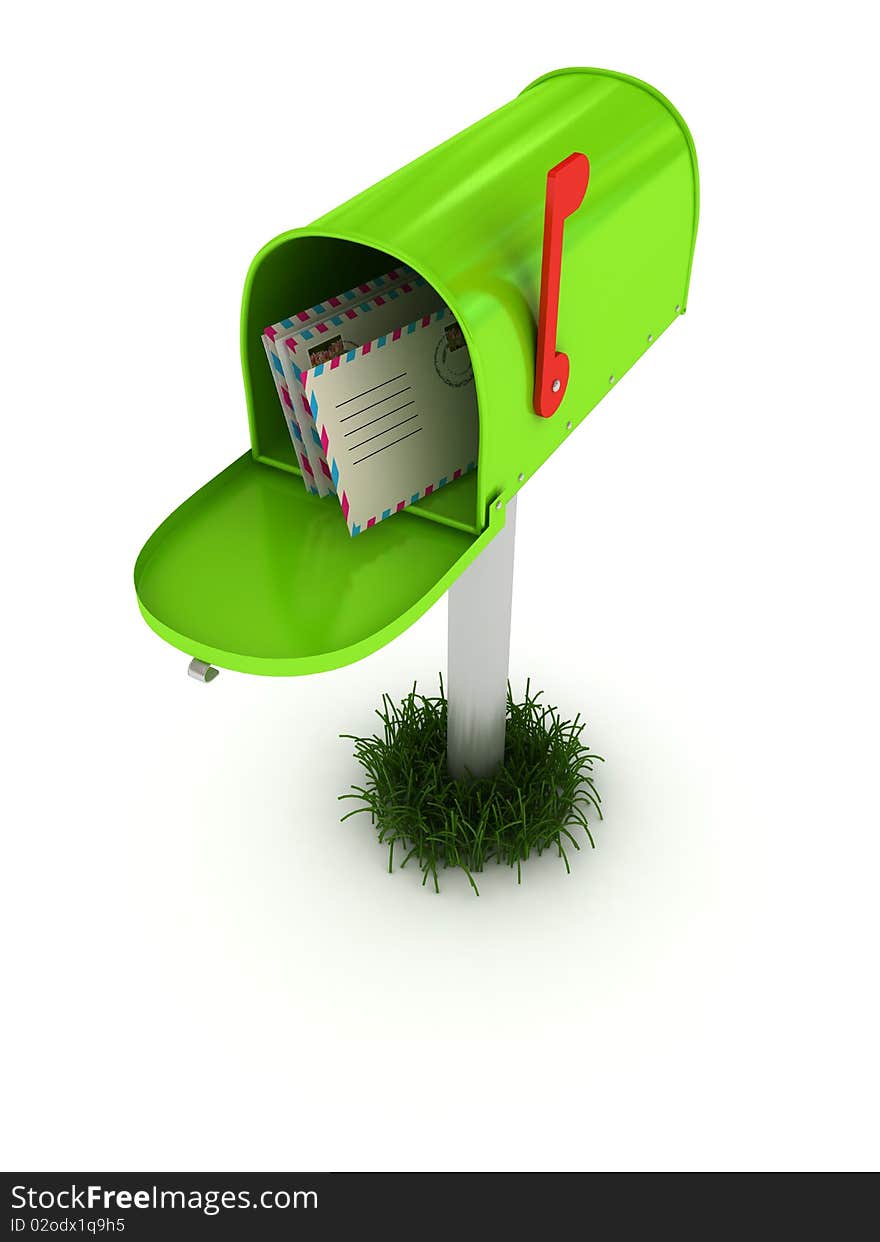 Mailbox over white background. 3d rendered image