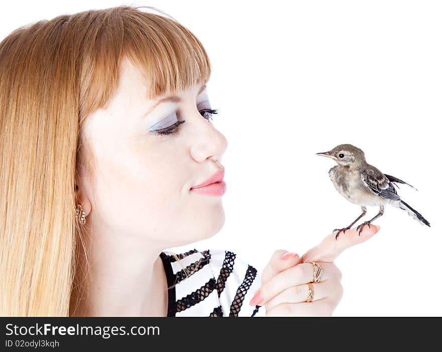 Nestling Of Bird (wagtail) On Hand