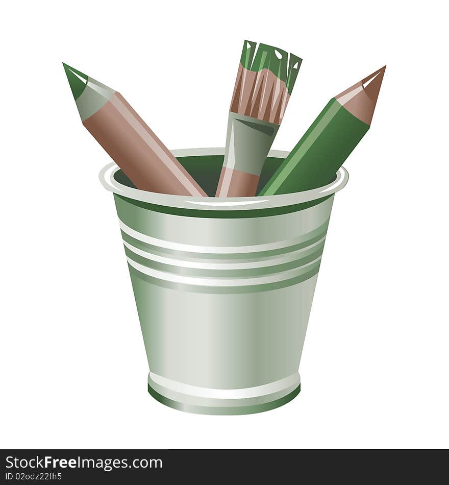 Vector paintbrushes icon in green tones